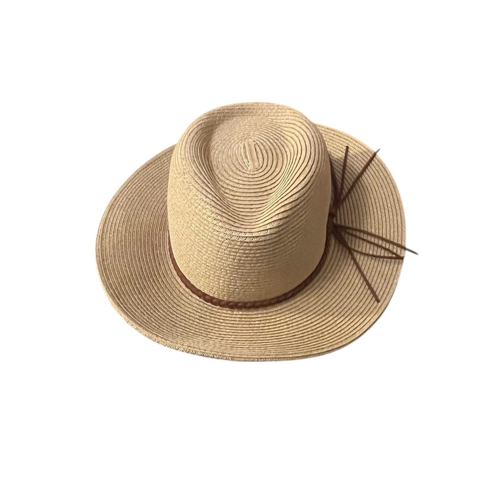 Furtalk Brand Beige Straw Hat with Dark Brown Band